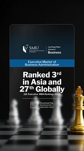 Designed to equip top executives and leaders with strategic acumen and transformative leadership skills, the SMU Executive MBA will elevate your ability to navigate the complex business landscape and leverage resources to drive organisational success. Embark on your EMBA journey and learn more today. | SMU Lee Kong Chian School of Business | Facebook