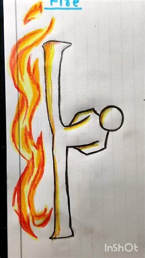 How to draw Chinese military dance with (fire,water and ruby) #howtodraw #sketch #stickman #art