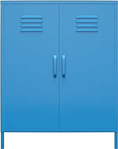 Novogratz Cache 2 Door Metal Locker Storage, Blue Cabinet