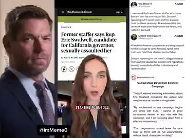 🚨BREAKING: Bombshell report alleging that Eric Swalwell s*xually assaulted a former staffer has led to growing calls for him to drop out of the governor’s race.The woman said Swalwell began pursuing her within weeks of her being hired at the Democrat’s district office in Castro Valley. At the time, he was married and 17 years her senior. She alleges that he coerced her into performing oral sex on him in a car after a donor meeting. That same year, she said he invited her out for drinks, after w