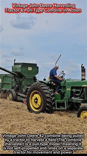 Vintage John Deere Harvesting | Tractor & Pull-Type Combine in Action