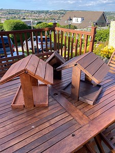 Handmade Reclaimed Timber Bird Table, Hanging Bird Feeder - Etsy UK