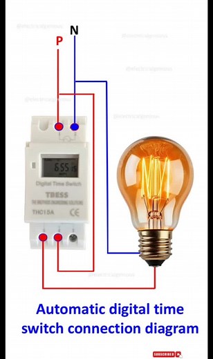 Digital time switch connection wiring diagram#tiktok #electrician #goviral #foreyoupage #fyp