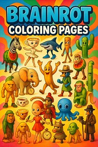 Brainrot Coloring Pages – 60 Unique Printable Sheets   Bonus Cover - Etsy
