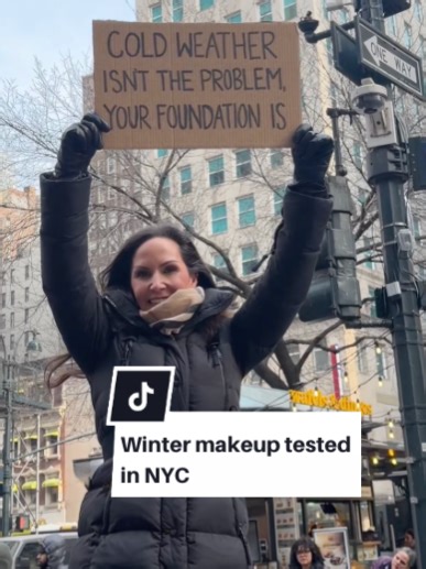Cold weather makeup should not be a struggle. ❄️✨ We tested Baked Balance-n-Brighten Foundation in 30 degree NYC weather to help our Geller Gals fight winter redness. Unlike traditional powders, this formula starts as a cream, so it blends seamlessly and keeps skin looking balanced and comfortable. 💧🤍 No cakiness. No dryness. Just smooth, healthy looking skin all winter. Make the switch now! #TikTokMadeMeBuyIt #MakeupReview #MakeupHacks #MakeupTest #RealSkin
