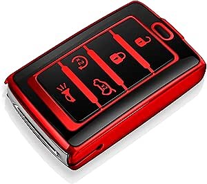 Tukellen for Jeep Key Fob Cover Soft TPU Full Protection Key Case Compatible with 2021-2025 Grand Cherokee L Grand Wagoneer Key Shell (Red, 5 Buttons)