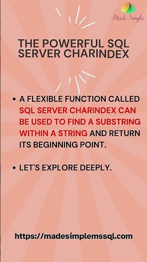 Charindex Function in SQL #sqlserver #education #trending | Made Simple MSSQL