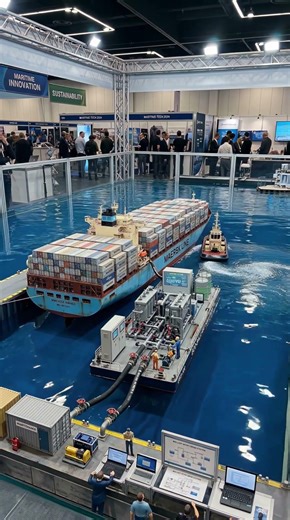Ultra Realistic RC Container Ship Docking at Maritime Technology Expo