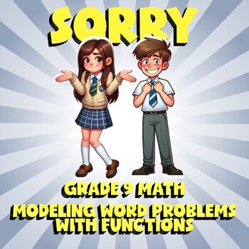 Modeling Word Problems with Functions SORRY Math Game - No Prep Grade 9 Review