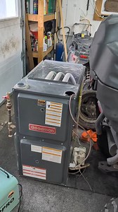 I had a barely used furnace sitting in the basement from before the Reno's, desired to get it installed in the garage. This is going to be alot easy and alot more convenient then using the wood pellet stove which is getting pretty expensive to use. Looking forward to getting it hokked up #furnace #garage #shop #homestead #modernhomestead | Modern Homestead