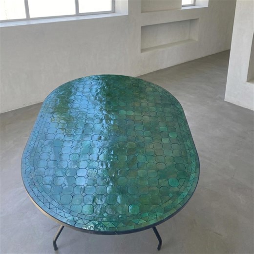 Unique Dining Oval EMERALD Verde GREEN TABLE, Moorish Handmade Outdoor & Indoor Mosaic Table, Custom Made Traditional Moroccan Green Table - Etsy