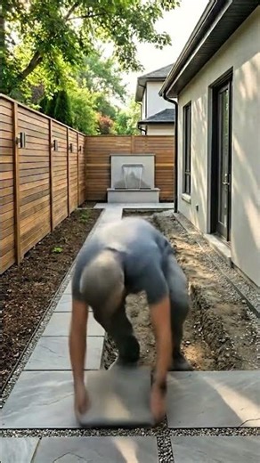 Plain Side Yard Turned into a Clean Garden Walkway #SideYardDesign #GardenPath #OutdoorSpace