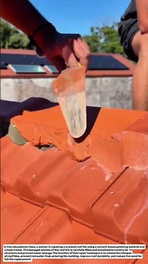Roof Tile Crack Repair Technique | Fast Rooftop Cement Patching Process.