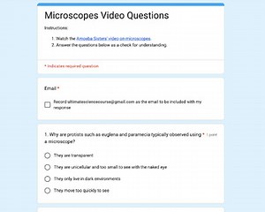 Microscope Basics Activity - Online Google Form Quiz