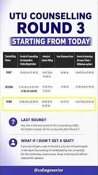 Last Round UTU Counselling 2026 | Round 3 Registration, Choice filling #shorts #utu #college #btech
