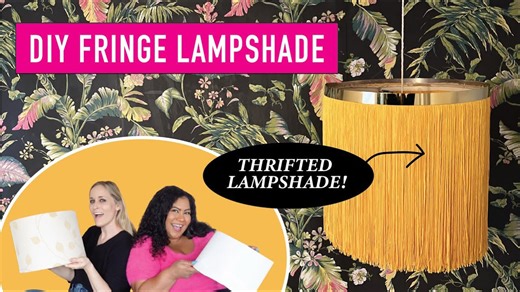 Make a fringe lampshade from thrifted finds that wows
