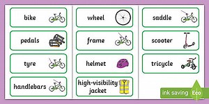 Bike Parts Word Cards