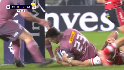 Tom Farrell try - Munster v Gloucester - 2025-2026 Champions Cup round 2