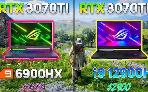AMD Ryzen 9 6900HX vs i9 12900H RTX 3070 Ti 游戏测试对比
