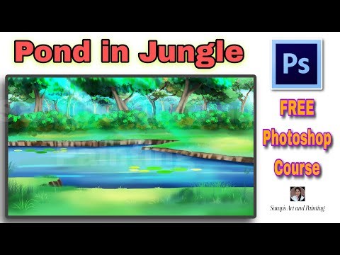 Pond in The Jungle / Jungle Drawing and Detailing in Photoshop / Pond Texturing/ Lotus Pond Easily..
