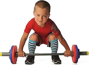 WOD Toys® Barbell Mini - Adjustable Kids Barbell Toy Weight Set for Kid Fitness, Weightlifting and Power lifting - Safe, Durable Kid's Gym Workout and Exercise Equipment for Toddlers and Children