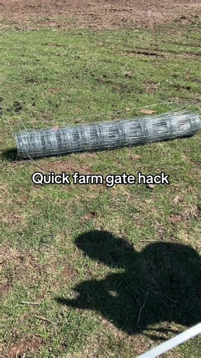 Quick farm hack for making a temporary gate using galvanized livestock fencing. We used this fencing roll to create an easy gate going into what will be our flower field. Keeping extra wire and fencing around the farm always comes in handy. #farmhack #farmfence #smallfarm