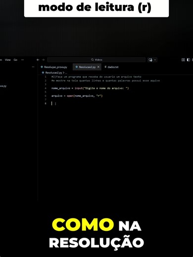 Abrindo Arquivos com 'r' (Read Mode) #deviniciante #cursodeprogramação #algoritmo #pythonanddjangofullstackwebdeveloper #programming #programaçao #codigo #programa #windows #arquivo #lendo #javascript #brasil #dev #python #programação #VsCode #programar