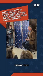42K views · 2.4K reactions | HUGE: Sen. Roger Marshall couldn’t take the heat—so he bailed. After getting grilled over Elon Musk & Trump firing Veterans, he walked out of his own town hall. The crowd let him have it, with one voter shouting: “We’re gonna vote you out.” Kansas voters aren't having it! | VoteVets | Facebook