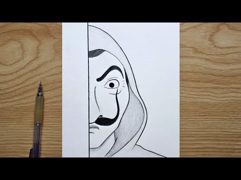 How to draw Halloween Stuff | How to draw Money Heist Mask Step by Step | La Casa De Papel drawing
