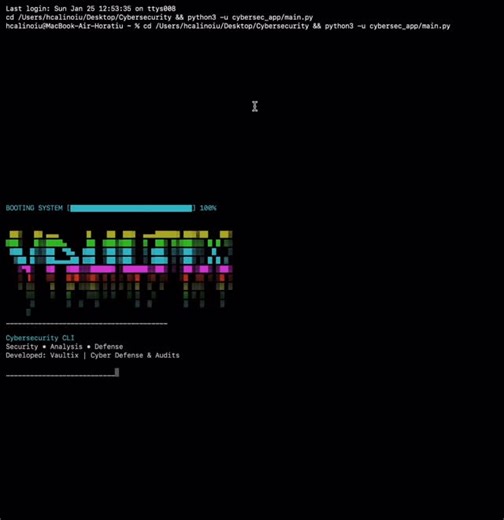 Vaultix | Cyber Defense & Audits on Instagram: "🌈 CyberSec App — CLI Security Toolkit (Work in Progress) CyberSec App is a modular command-line cybersecurity toolkit built for learning and practical security awareness. It focuses on real-world security fundamentals, clean CLI UX, and extensibility. Currently implemented features: • Password strength analysis with entropy calculation • Crack-time estimation (human-readable) • Secure password input handling • Clean, structured CLI output • Custom