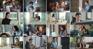 Collage Diverse People Using Laptops Successful Stock Footage Video (100% Royalty-free) 1050791527 | Shutterstock
