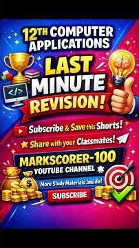 12th Computer Applications Last Minute Revision | Syntax with Examples & Program with output