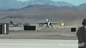A trio of Rhinos blast out of NAS Fallon for an afternoon sortie. Check out the underwing accessories. #fa18superhornet #superhornet #fa18 #rhino #nasfallon #usn #navy #airshowstuff #militaryaircraft #militaryaviation | AirshowStuff