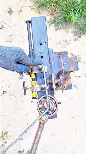 Bending a Strong Steel Rod with a Heavy Duty Manual Metal Bender Tool