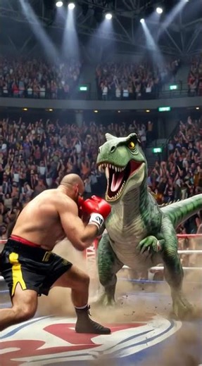 🦖🥊Tyson Fury VS Giant Dinosaur – Epic Boxing Cartoon Shorts #boxing #boxingshorts #boxeo #cartoon
