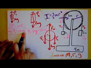Rotational Dynamics Pulley Tension Atwood Machine Worked Example | Doc Physics