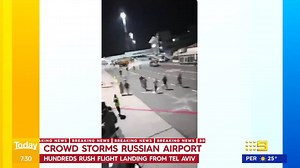 7.7K views · 69 reactions | #BREAKING: Russian news outlets are reporting hundreds of people rushed an airport in Dagestan after a flight arrived from Tel Aviv. READ MORE: https://nine.social/pFv #9News | WATCH LIVE 6pm | 9 News | Facebook