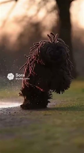【衝撃】空飛ぶモップ！？プーリーのジャンプが凄すぎる / Flying Mop: Puli Dog Jumping in Slow Motion #shorts