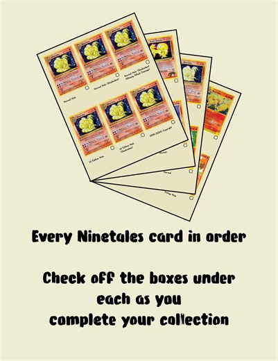 Ninetales Master Set Checklist - Etsy