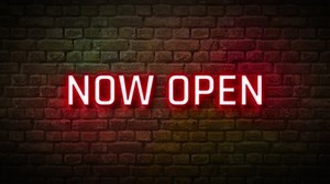 Now Open Text Neon Brick Background Stock Footage Video (100% Royalty-free) 1098903009 | Shutterstock