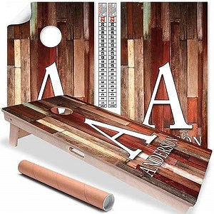 Personalized Cornhole Board Wraps and Decals for Boards Set of 2 Skins Professional Vinyl Covers Sticker - Giant Initial Wood Panels Cornhole Decal for Boards Covers Sticker Cornhole Vinyl Wraps