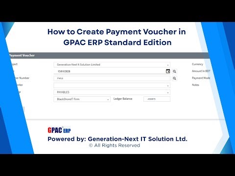 How to Create Payment Voucher | User Training | GPAC ERP Standard Edition