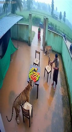 Dog Attacks Tiger Saving Man Who Uses Chair for Self Defense