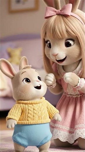 Bella vs. Baby Bun Sweater! 😂 The Bunny Family Show's Cute Struggle Short! #bunny #rabbit