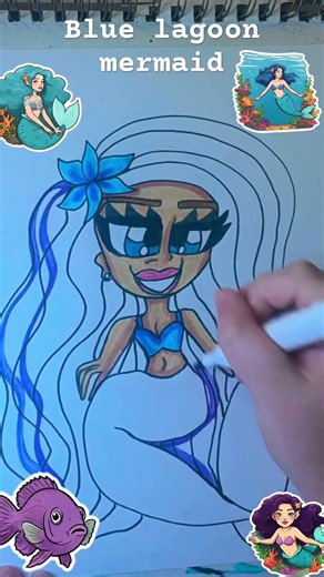 Blue lagoon Mermaid #shorts #mermaidlove #drawingtimelapse #mermaidmagic #art #mermaiddrawing