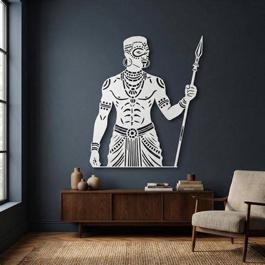 African Warrior Metal Wall Art – Tribal Figure Decor, Strength Symbolism, Modern Cultural Piece - Etsy