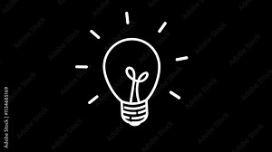 idea light bulb icon animated idea light icon 2d cartoon green screen 4k looping