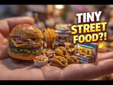 Real Mini Street Food in a Tiny Kitchen 🍔🍕🌮 | Giant Hands Cooking Tiny Food