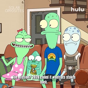 We're so in zync. Solar Opposites returns to Hulu Monday. | Solar Opposites