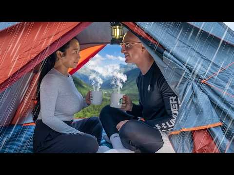 Camping in the Cool Spring Rain 🌧🏕️ | ASMR - 4K